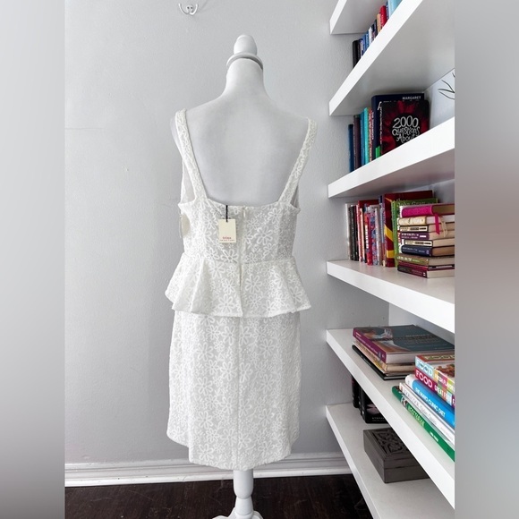 Trina Turk Embroidered White Peplum Sheath Dress Size 14 New with tags - Picture 8 of 15